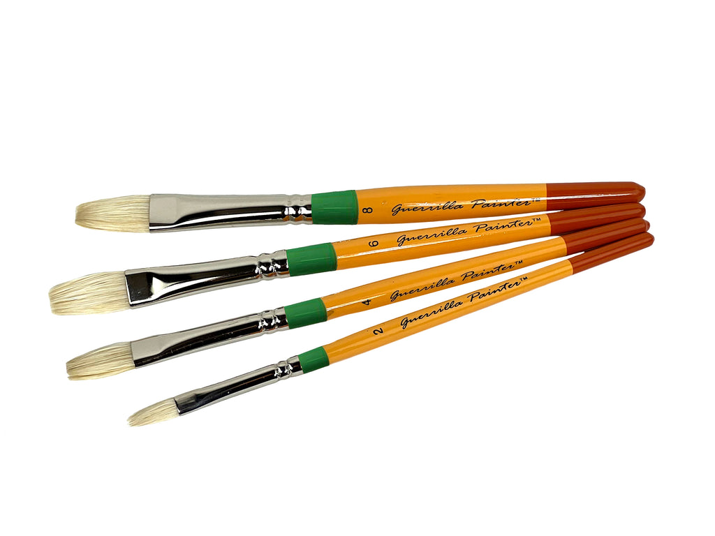 Synthetic Flat Painting Brush Set of 4pc for Watercolor & Acrylic